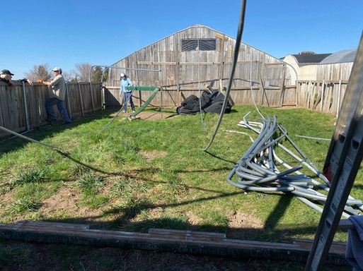 Shade cloth & frame down